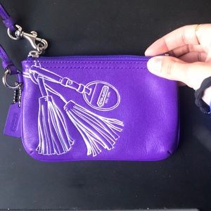 Purple Leather Coach Wristlet